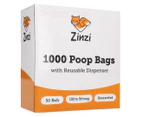 Zinzi 1000 Poop Bags w/ Reusable Dispenser