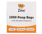 Zinzi 1000 Poop Bags w/ Reusable Dispenser