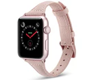 WIWU T Font Genuine Leather Watch Band Strap Replacement Wristband For Apple Watch-Pink