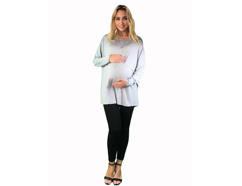 Maternity Top - Extra Long - Grey Cotton