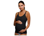 Lilly & Me Cotton Maternity & Nursing Cami With Removable Breast Padding - Black