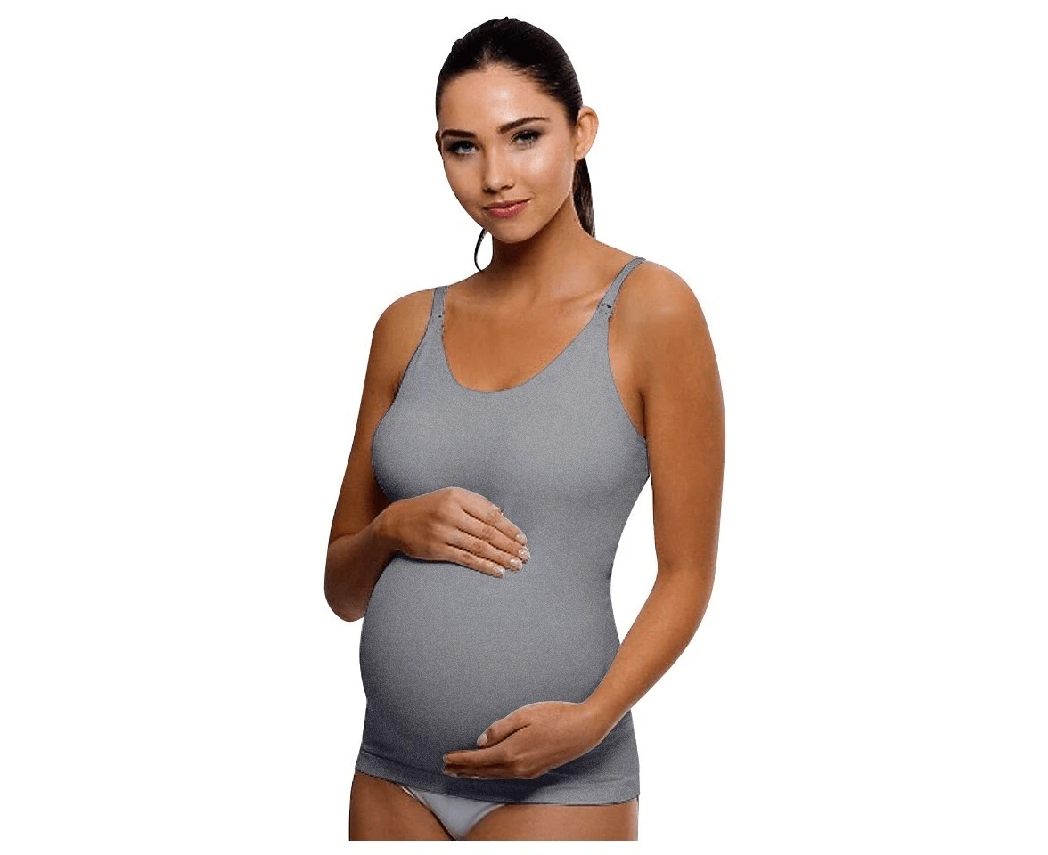 Lilly & Me Cotton Maternity & Nursing Cammi With Removable Breast Padding - Grey