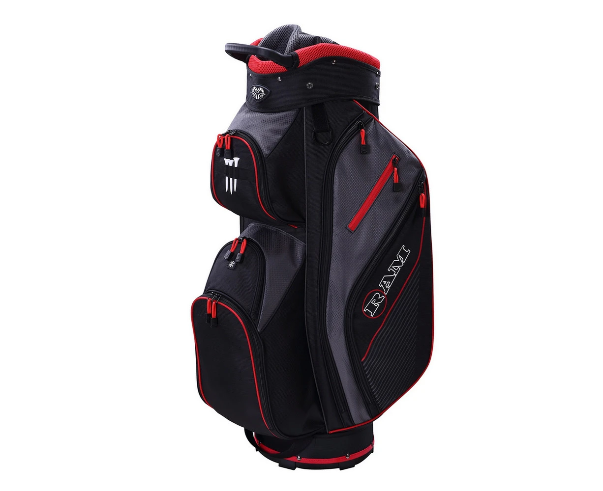 Ram Golf Lightweight Cart Bag with 14 Way Dividers Top - Red