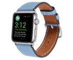 WIWU Genuine Leather Single Strap Classic Replacement Bracelet for Apple Watch 5 4 3 2 1 Wristband-Peacock blue