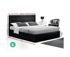 Artiss LED Bed Frame Gas Lift Base With Storage King Size Mattress Platform Black Leather Upholstered Headboard Cole Collection