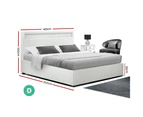 Artiss LED Bed Frame Gas Lift Base With Storage Double Size Mattress Platform White Leather Upholstered Headboard Cole Collection
