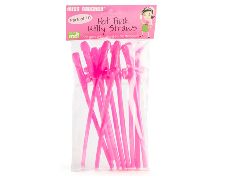 Hot Pink Willy Straws 10pk