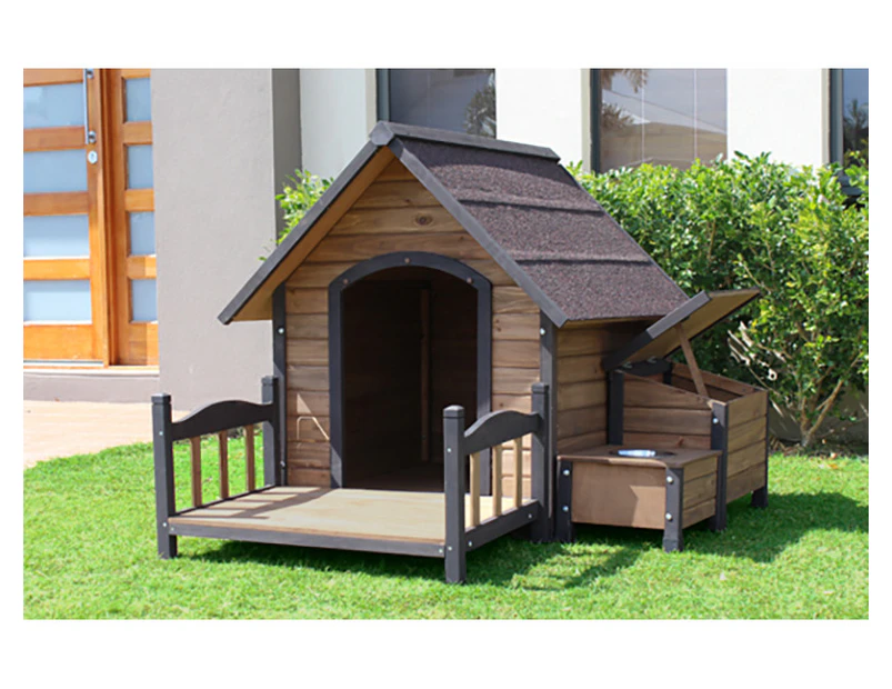 Brunswick A-Frame Dog Kennel (x-large) Package with XL Patio, Storage unit and Bowl