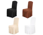 Pleated Solid Color Ruffled Stretchable Removable Washable Home Dining Chair Cover