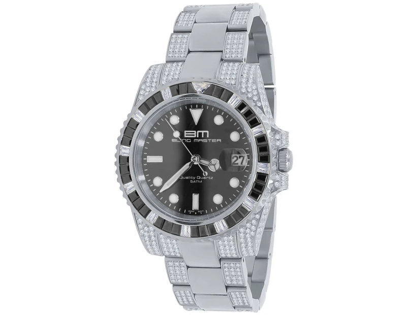 High Quality Iced Out CZ Stainless Steel Watch - silver - Silver