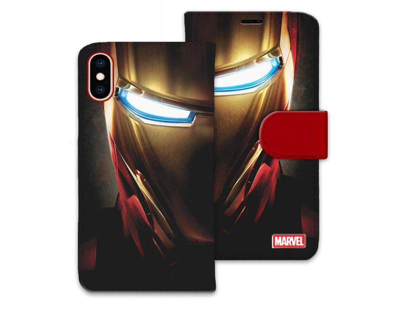 ZUSLAB iPhone XR Walt Disney Marvel Avengers Leather Flip Case Credit Card Slot Card Holder Phone Cover for Apple - Iron Man