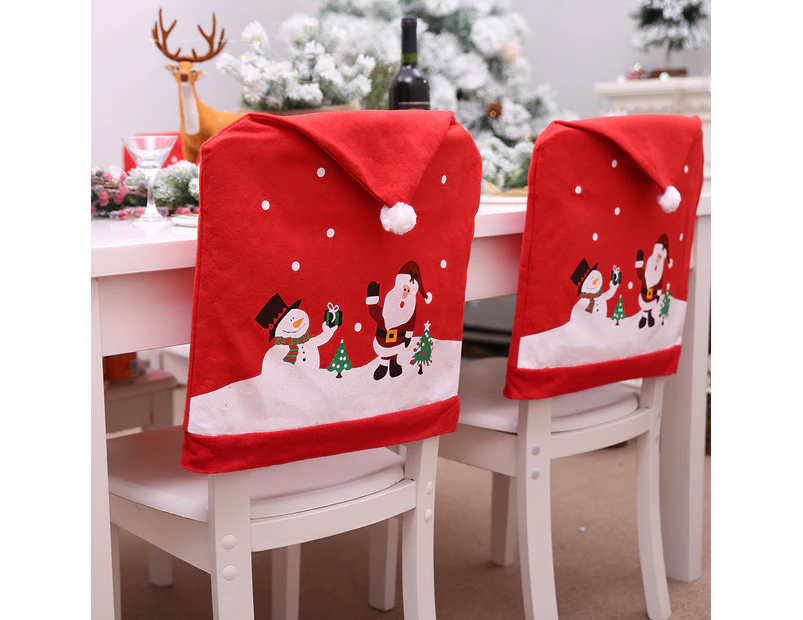 6-10x Christmas Santa Hat Chair Covers Table Cloth Dinner Home Décor Ornaments - 8PCS Chair Covers