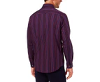 Tasso Elba Mens Long Sleeve Striped Berry Combo Casual Shirt