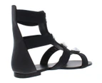 Giuseppe Zanotti Womens Birel Leather Studded Black Nero Flat Sandals
