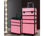 Embellir Professional Cosmetic Beauty Case 7 In 1 Makeup Box Trolley Locks Pink