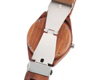 Elegant New Men's Quartz Black Dial Wooden Band Wrist Watch
