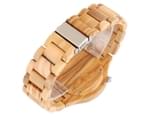 Fashionable Silver Dial Wooden Watches Wooden Strap Folding Clasp Wristwatch 4