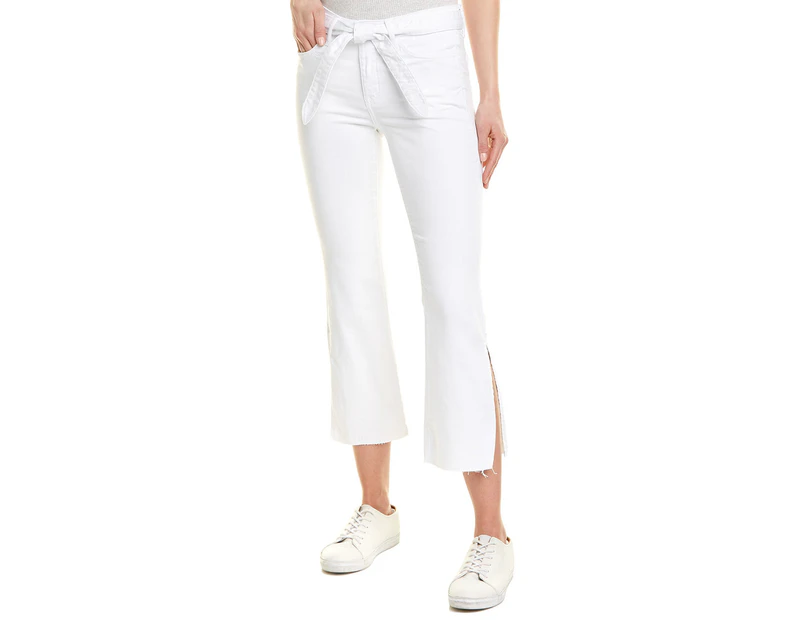Vervet Belted Front White Flare Cropped Jean