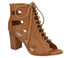 Verali Women's Prince Lace-Up Block Heels - Tan Smooth