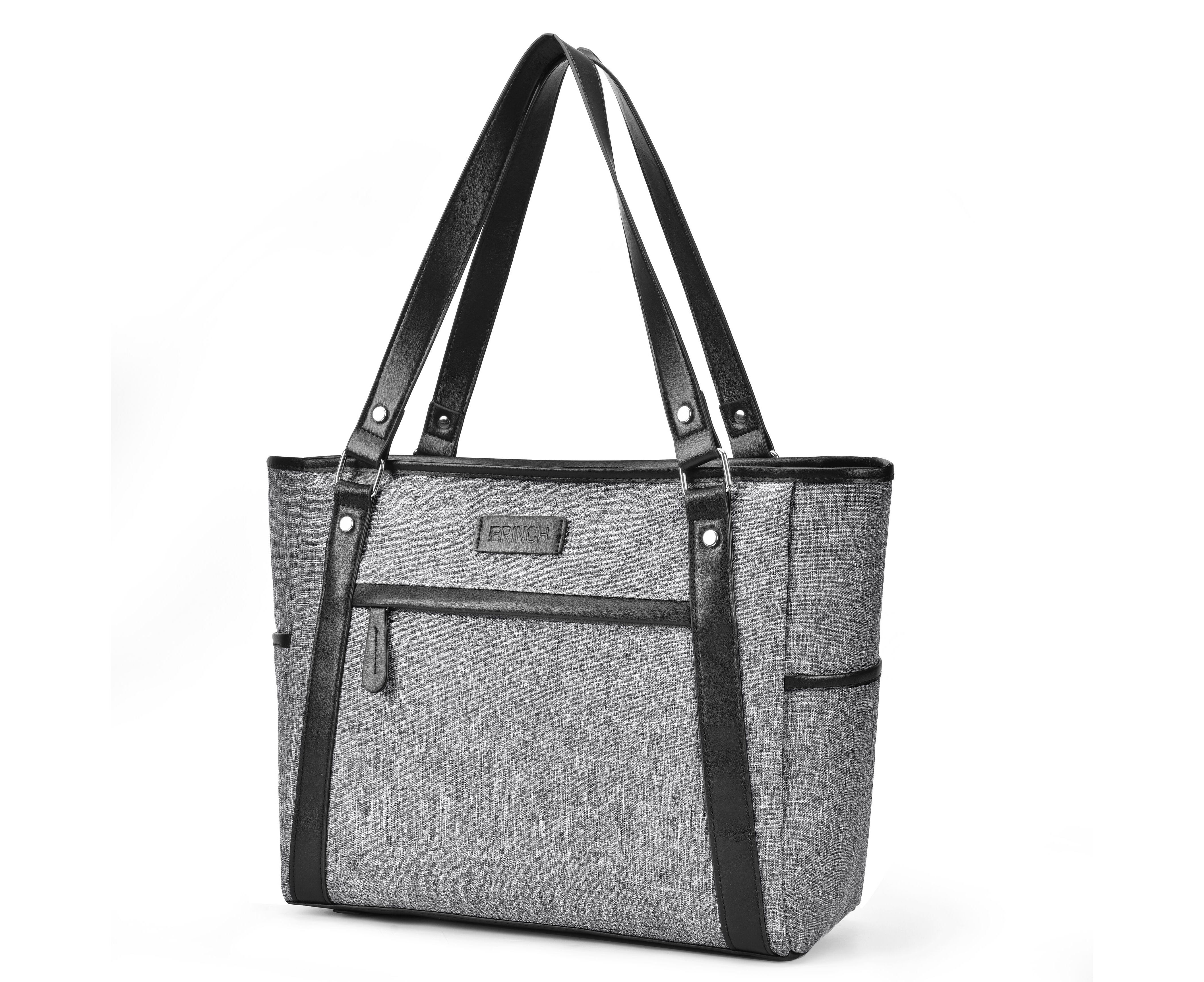DTBG Laptop Tote Bag 15.6Inches Laptop Bag Nylon Shoulder Bag Women Briefcase Lightweight Handbag with Padded Compartment for Work Business Travel shopping Dark Grey 