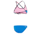Speedo Girls' Tie Two Piece Swim Set - Cadet Blue/Girl Power