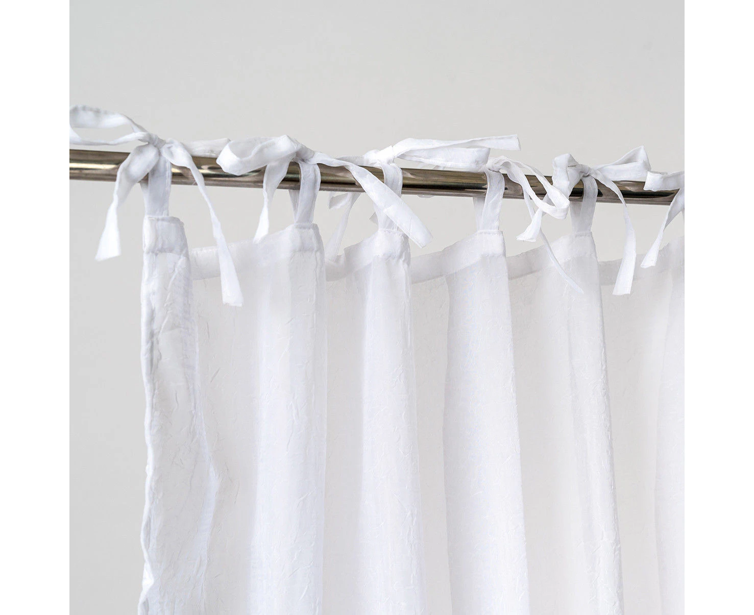 White Crushed Sheer Tie Top Curtain Voile Drapes 1 Panel