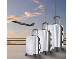 Milano Deluxe 3pc ABS Luggage Suitcase Luxury Hard Case Shockproof Travel Set - White