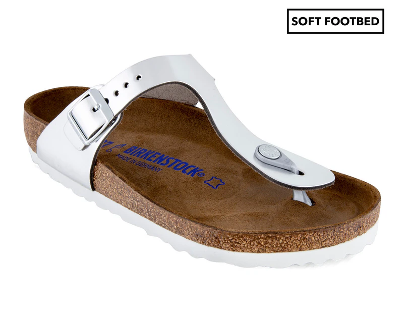 Birkenstock Women's Gizeh Soft Footbed Regular Fit Sandals - Silver
