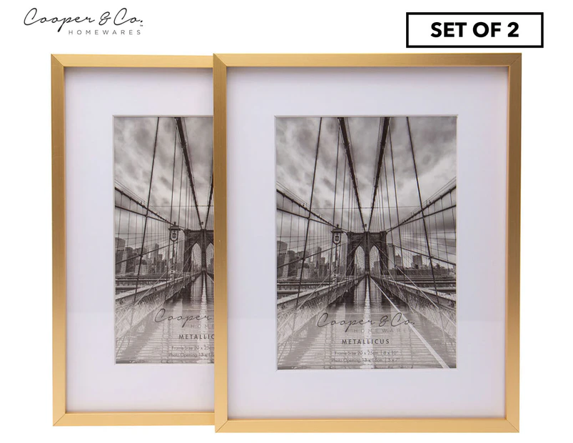 Set of 2 Cooper & Co. 8x10" Premium Metallicus Metal Photo Frames - Gold