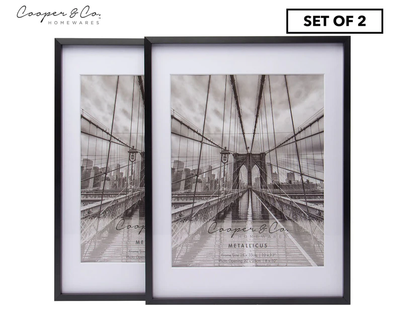 Set of 2 Cooper & Co. 10x13" Premium Metallicus Metal Photo Frames - Black