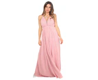 KRISP Womens Halterneck Backless Maxi Dress - Pink