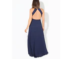 KRISP Womens Halterneck Backless Maxi Dress - Blue