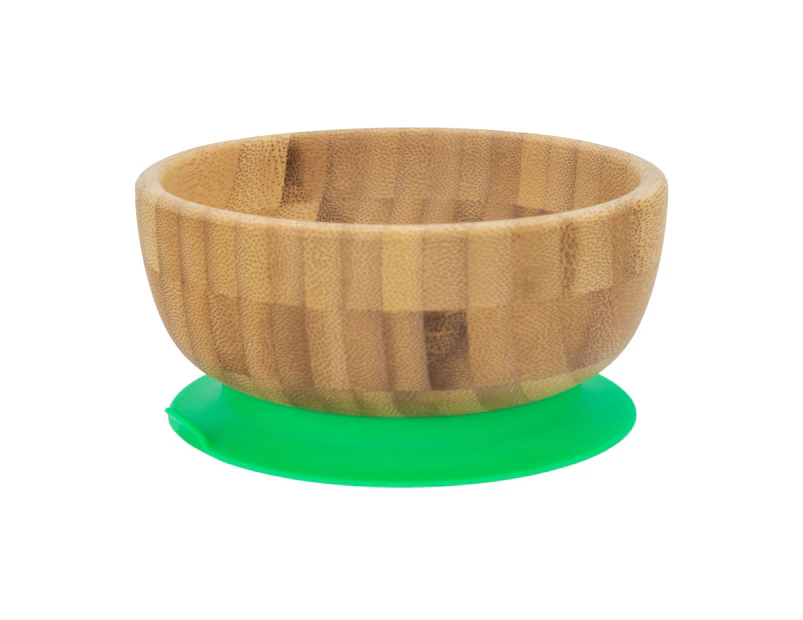 Tiny Dining Children's Bamboo Cereal / Dessert Bowl with Stay Put Suction - Green