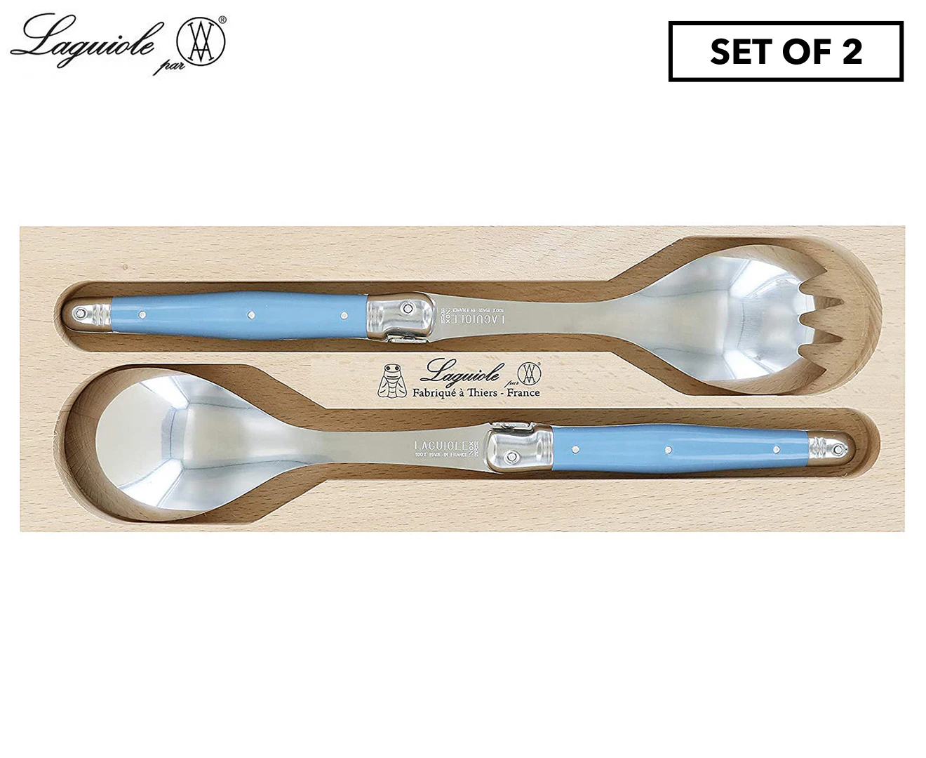 Laguiole 2-Piece Debutant Salad Server Set - Cornflower