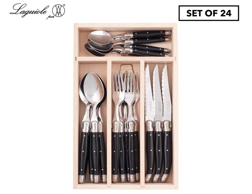 Laguiole 24-Piece Debutant Cutlery Set - Black