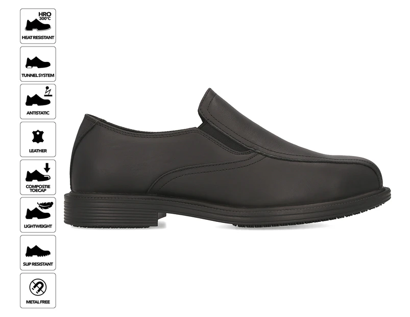 Bata Men's Slip-On Slip Resistant Canter Non Safety Shoes - Black