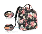 BRINCH 15.6 Inch Wide Open Laptop Backpack-Black Peony