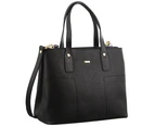 Morrissey Italian Structured Leather Tote/ Cross Body Handbag Designer Bag - Black