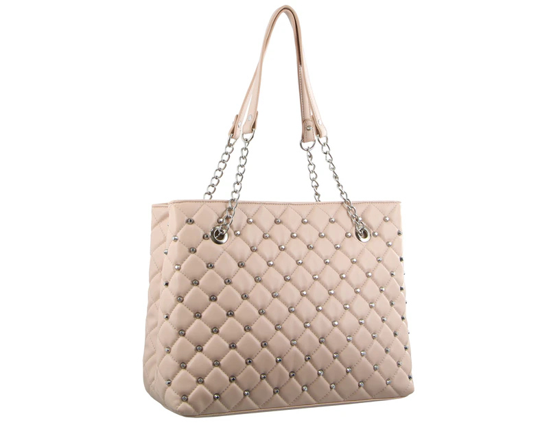 Milleni Quilted Fashion Tote Bag with Studs (NC 2908) - Blush