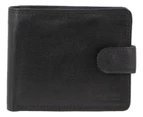 Milleni Mens Leather Tab Wallet Card Holder RFID Blocking Anti Scan - Black