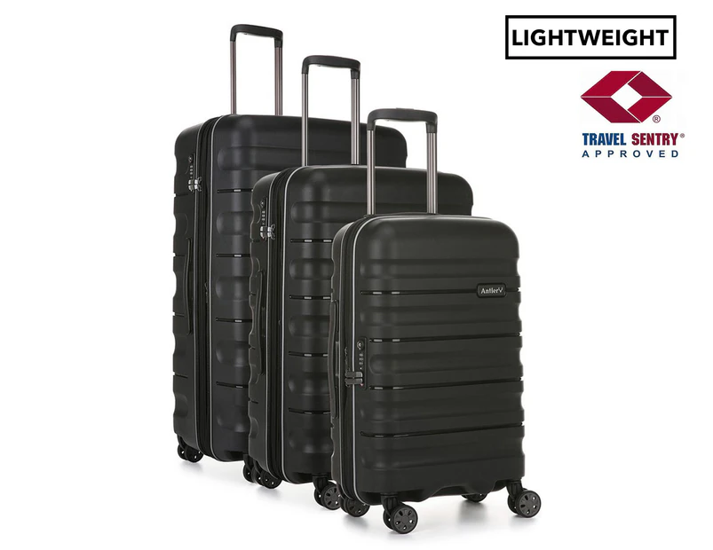 Antler Juno II 3-Piece Hardcase Spinner Luggage/Suitcase Set - Black