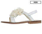 Monnalisa Girls' Flower Sandals - White