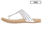 Equerry Girls' Toe-Strap Sandals - White