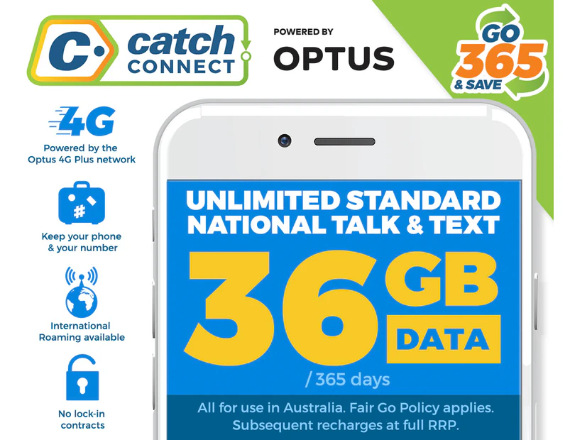 Catch Connect 365 Day Mobile Plan - 36GB