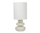 Amalfi Pebble Ceramic Linen BS Light Globe Round Base Desk Table Lamp White