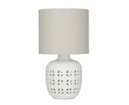 Amalfi Cassar Ceramic Linen BS Light Globe Desk Drum-Shaped Table Lamp White