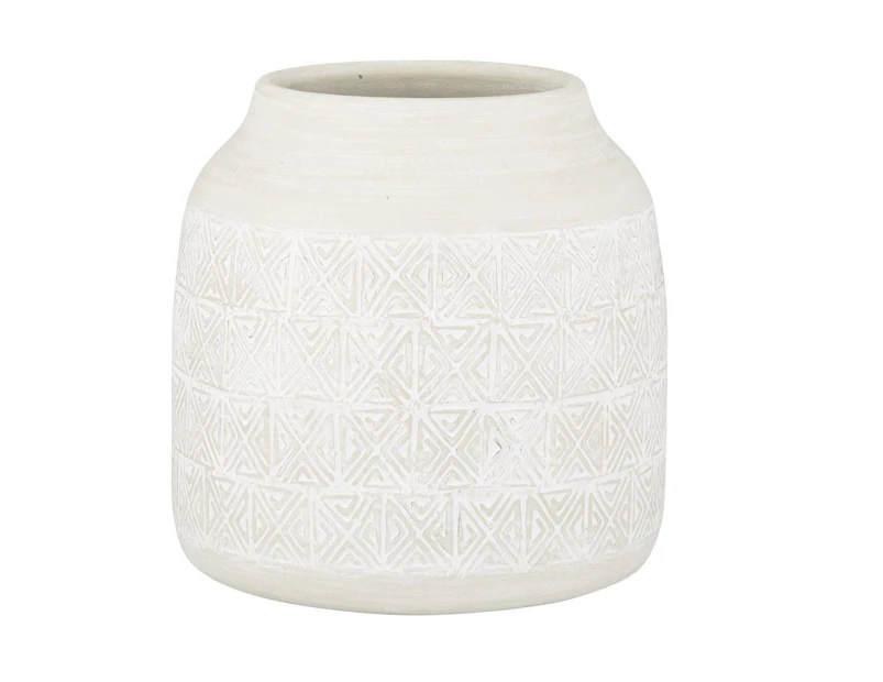 Amalfi Oden Ceramic Handmade Stylish Decorative Vessel Vase Cream 24x25cm