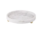 Amalfi Olympia Marble Footed Round-Shaped Dish Plate Tray Storage White/Gold