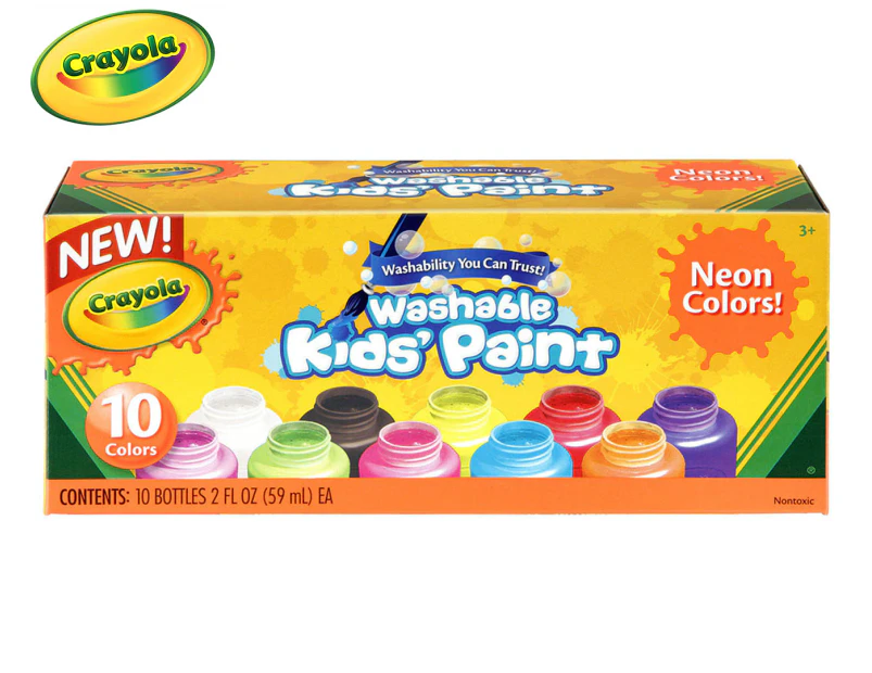 Crayola Neon Colours Washable Kids' Paint 10-Pack