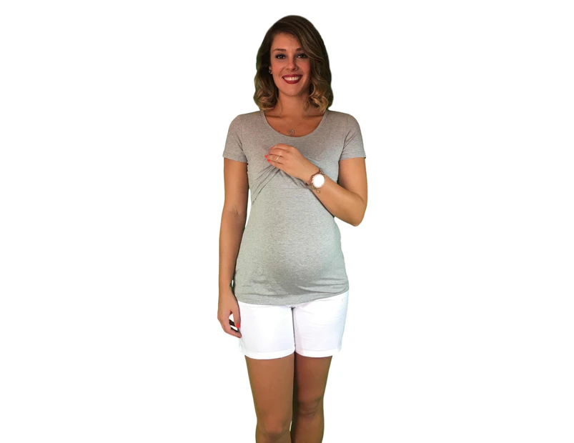 Maternity & Nursing Cotton Lift Up Tee - Lilly & Me - Grey
